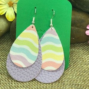 Easter Sunday teardrop faux leather Earrings